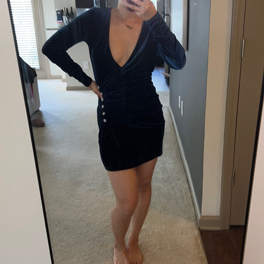 Velour TopShop Navy Dress
